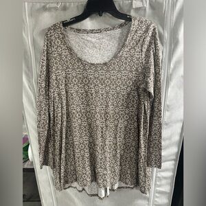 J.Jill PureJill Brown Back Tie Print Tunic‎ Top Pima Cotton Size Medium